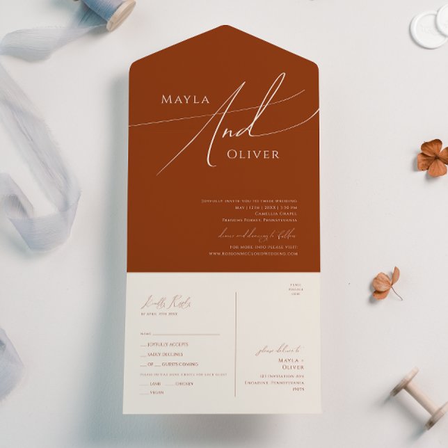 Whimsical Desert | Terracotta Casual Seal and Send All In One Invitation (Creator Uploaded)