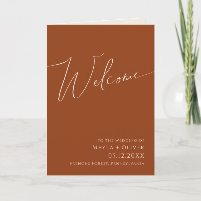 Whimsical Desert | Terracotta Folded Wedding Program (Front)