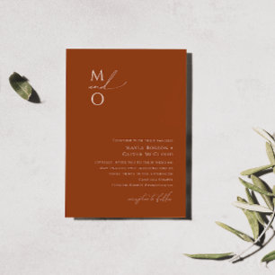 Whimsical Desert Terracotta Monogram Wedding Invitation
