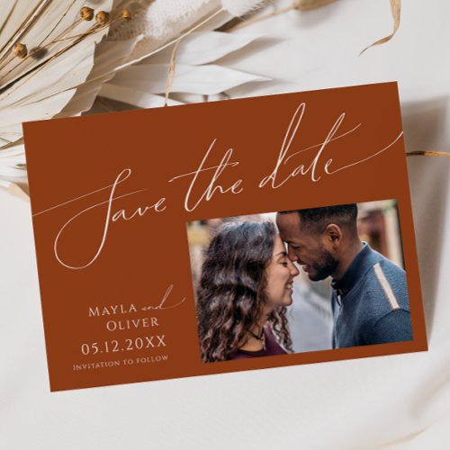 Whimsical Desert  Terracotta Photo Horizontal Save The Date