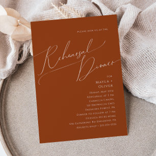 Whimsical Desert   Terracotta Rehearsal Dinner Invitation