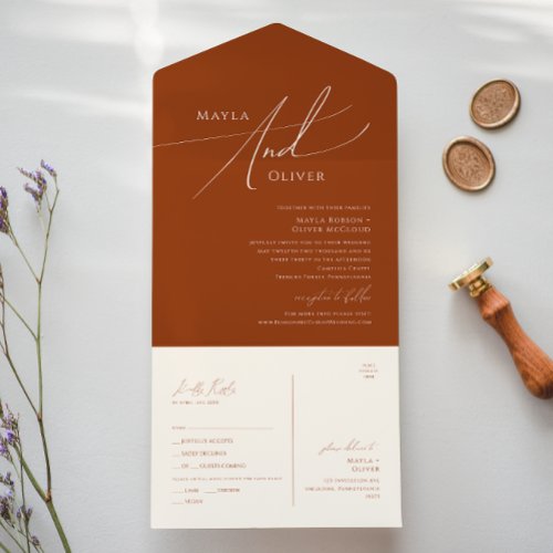 Whimsical Desert  Terracotta Seal and Send All In One Invitation