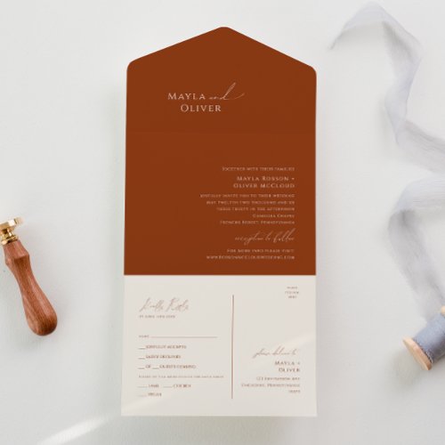 Whimsical Desert  Terracotta Seal and Send All In One Invitation