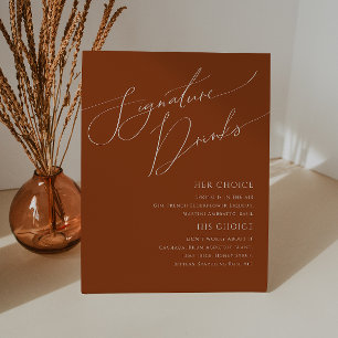 Whimsical Desert Terracotta Signature Drinks Pedestal Sign