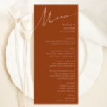 Whimsical Desert | Terracotta Wedding Dinner Menu<br><div class="desc">This whimsical desert | terracotta wedding dinner menu is perfect for your simple rustic western beige and terracotta earth tones wedding. The neutral earthy boho color palette is vintage southwestern with a modern retro feel. The script is a delicate minimalist handwritten calligraphy that is quite elegant and romantic. The product...</div>