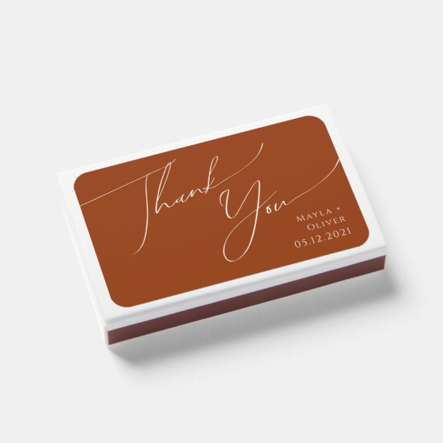 Whimsical Desert | Terracotta Wedding Favor Matchboxes (Front Closed)