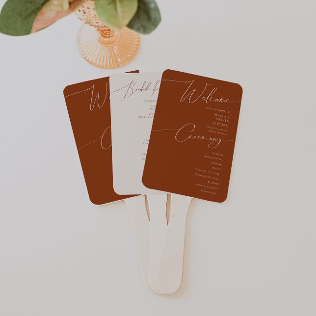 Whimsical Desert | Terracotta Wedding Program Hand Fan (Creator Uploaded)