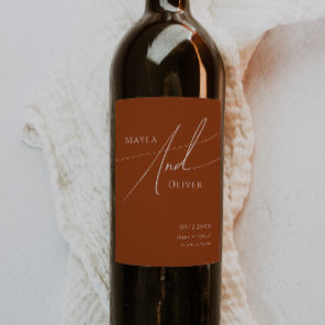 Whimsical Desert | Terracotta Wedding Wine Label
