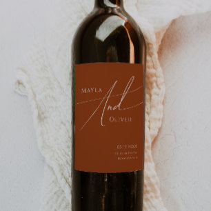 Whimsical Desert   Terracotta Wedding Wine Label