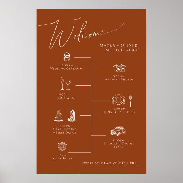 Whimsical Desert Wedding Timeline Sign (Front)
