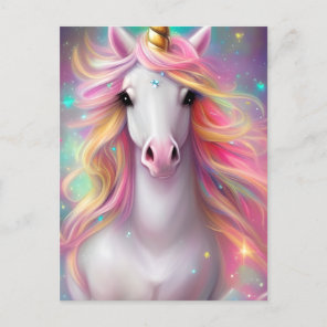 Whimsical Detailed Fantasy Cute Kawaii Unicorn Postcard