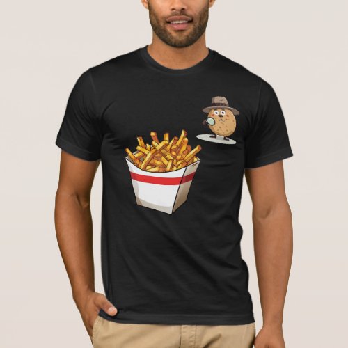 Whimsical Detective Potato and Tasty French Fries T_Shirt