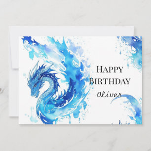 Whimsical Digital Dragon Birthday Card