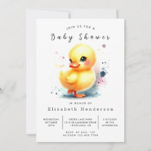 Whimsical Digital Duck Baby Shower Invitation