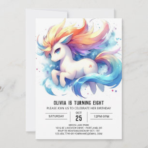 Whimsical Digital Horse Birthday Invitation