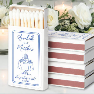 Whimsical Dinner Table Blue Wedding Favor Matchboxes