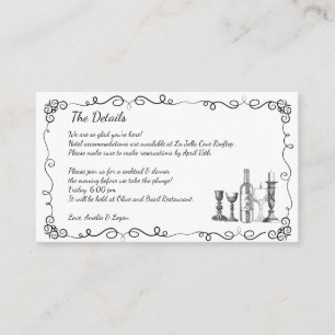 Whimsical Dinner Wedding Details Enclosure Card