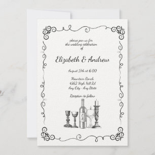 Whimsical Dinner Wedding Invitation
