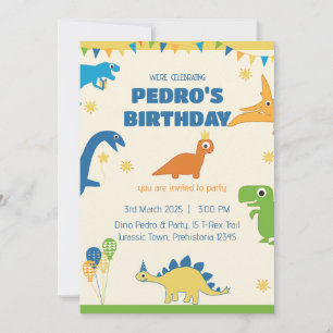 Whimsical Dinosaur Birthday Party Invitation