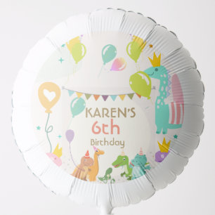 Whimsical Dinosaur Princess Birthday Balloon