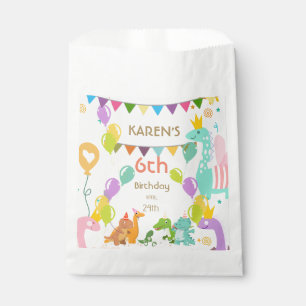 Whimsical Dinosaur Princess Birthday Favor Bag
