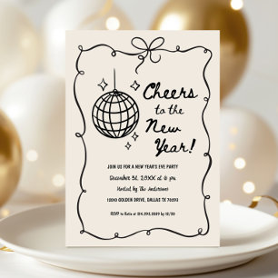 Whimsical Disco Ball New Year's Eve Party Invitation