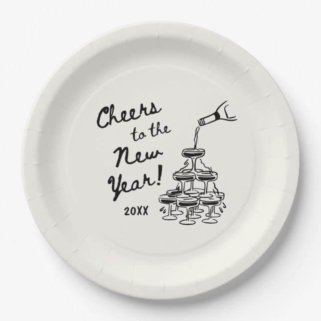Whimsical Disco Ball New Year's Eve Party Paper Plates (Front)