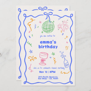 Whimsical Disco Birthday Color Invitation