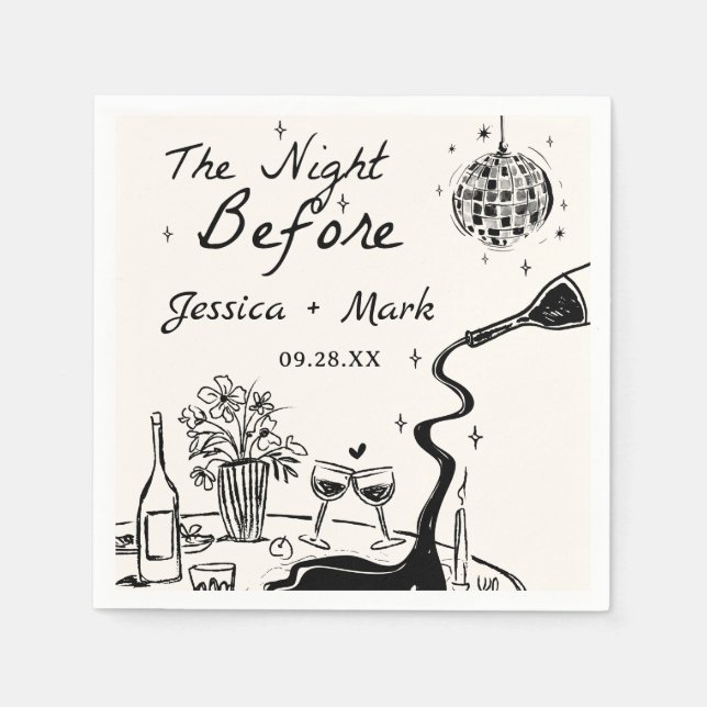 Whimsical Disco The Night Before Wedding Napkins (Front)