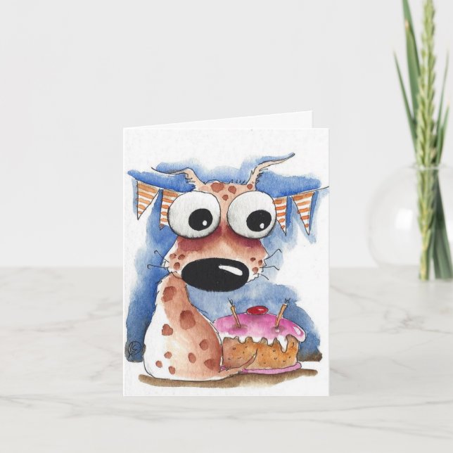 Whimsical Dog Birthday Card (Front)