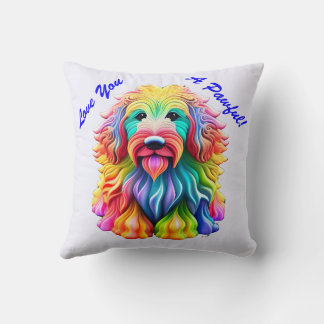 Whimsical Dog Confetti Colors Throw Pillow