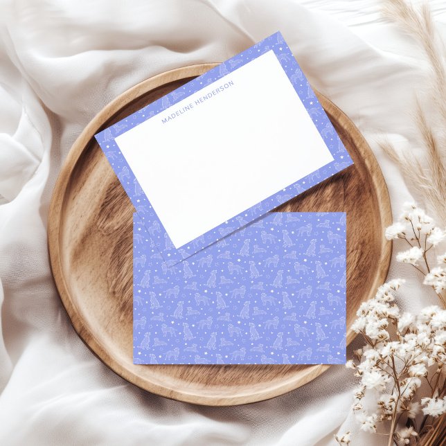Whimsical Dog Constellations Light Blue Monogram Note Card (Creator Uploaded)