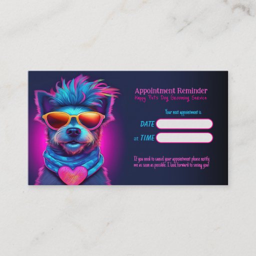 Customizable Whimsical Dog Grooming Appointment Reminder Card