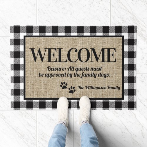 Whimsical Dog Lovers Personalized Welcome Doormat