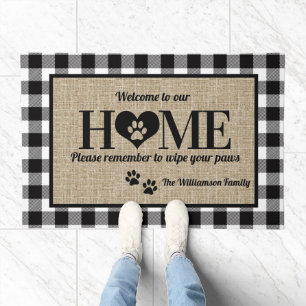 Whimsical Dog Lovers Personalized Welcome Doormat