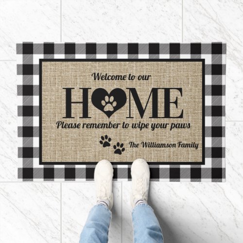 Whimsical Dog Lovers Personalized Welcome Doormat