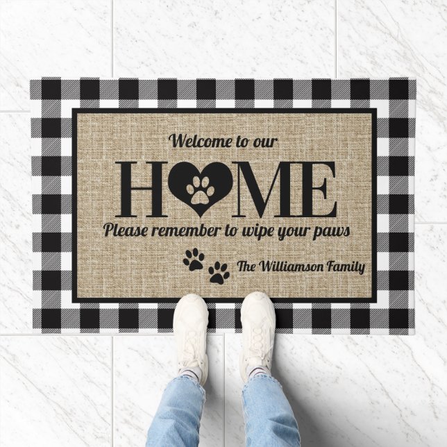 Whimsical Dog Lovers Personalized Welcome Doormat (Indoor)