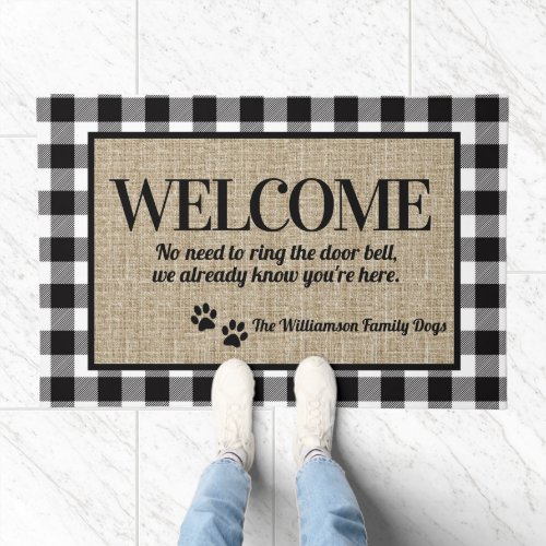 Whimsical Dog Lovers Personalized Welcome Doormat