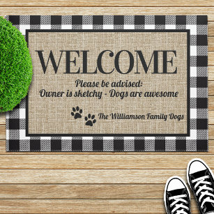 Whimsical Dog Lovers Personalized Welcome Doormat