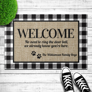 Whimsical Dog Lovers Personalized Welcome Doormat