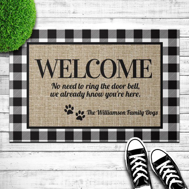 Whimsical Dog Lovers Personalized Welcome Doormat (Creator Uploaded)