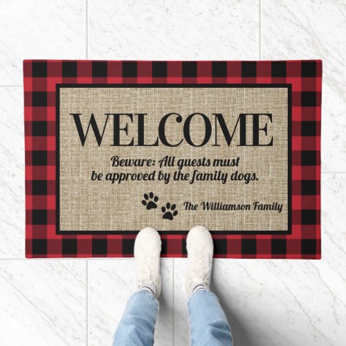 Whimsical Dog Lovers Personalized Welcome Doormat