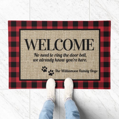 Whimsical Dog Lovers Personalized Welcome Doormat