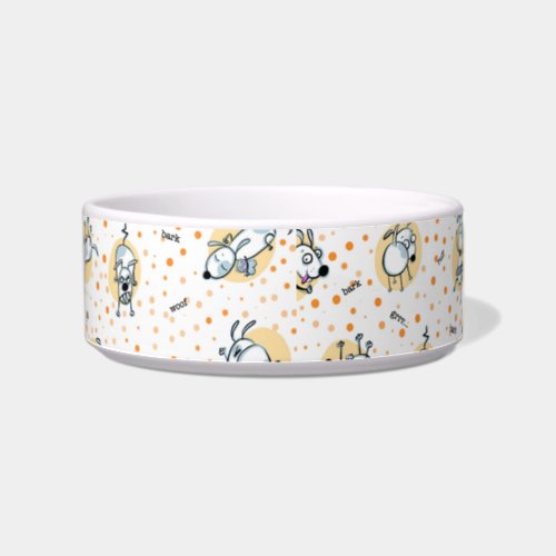 Whimsical Dog Patterned Dog Bowl