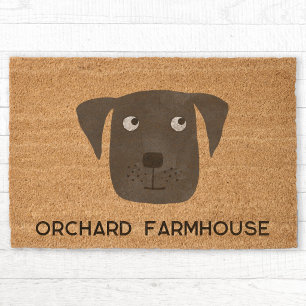 Whimsical Dog Personalized Name Fiber Doormat