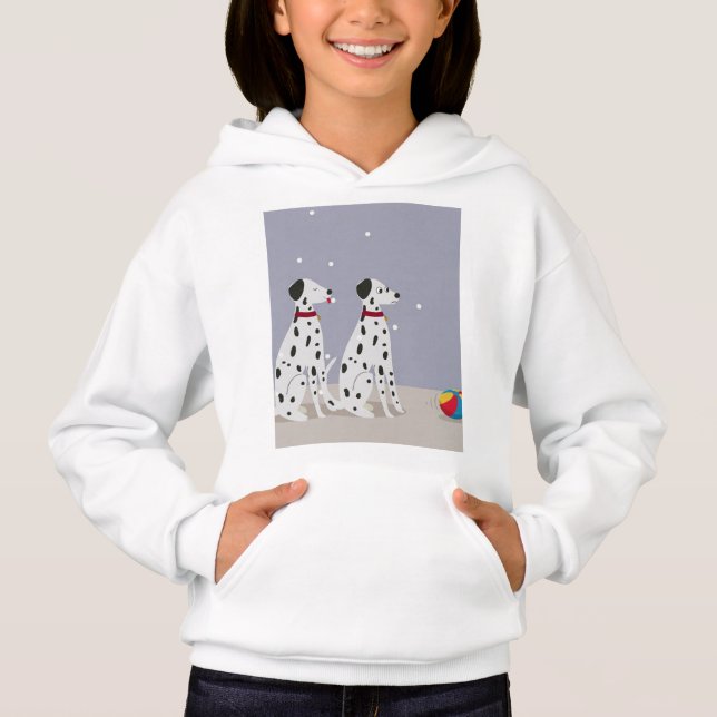 Whimsical Dog & Rolling Colors Art Print Hoodie (Front)