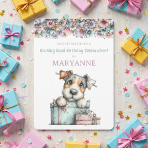 Whimsical Dog Watercolor Birthday Invitation