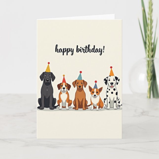 Whimsical Dogs Birthday Card (Front)