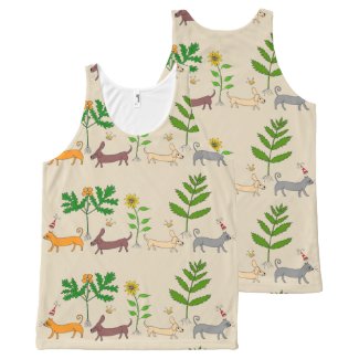 Whimsical Dogs Cats and Plants Unisex Top