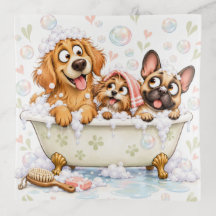 Whimsical Dogs in a Bubble Bath